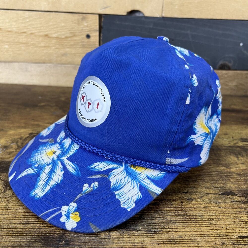 Blue Floral Vintage Rope Snap-Back Hat Baseball Nissin Cap